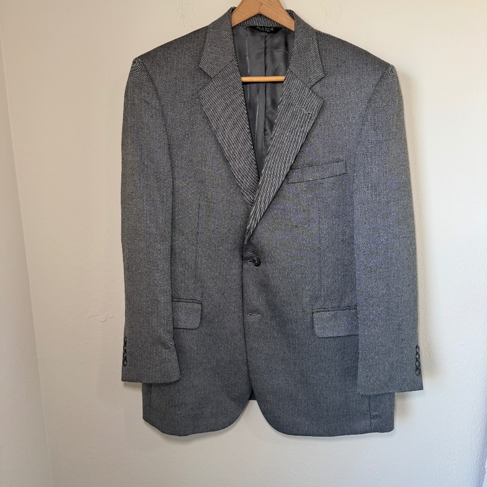 Jos. A. Bank Blazer Men's Size 44 R Grey Silk Blend Suit Jacket Office Business